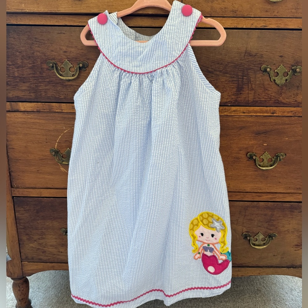 Girls Size 5 Seersucker Mermaid Dress